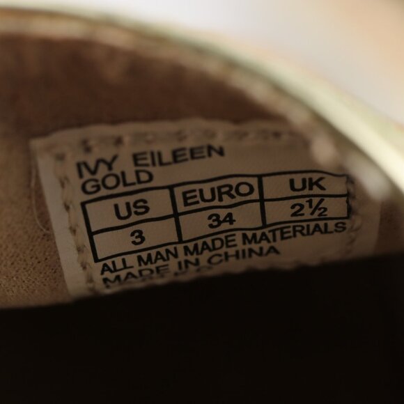 Michael Kors Girls Ivy Eileen Shoe Size 3 Gold Metallic Embossed Slip On Flats - Picture 10 of 12